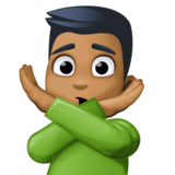 打“不”手势的男人：中黑肤色emoji素材一 160x160像素