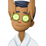 男士按摩：中黑肤色emoji素材一 160x160像素