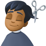 男士理发：中等深色肤色emoji素材一 160x160像素