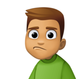 男士撅嘴：中等肤色emoji素材一 160x160像素