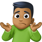 男人耸肩：中黑肤色emoji素材一 160x160像素