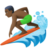 男子冲浪：深色肤色emoji素材一 160x160像素