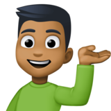 单手举起的男人：中等深色肤色emoji素材一 160x160像素