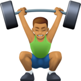 男子举重：中等肤色emoji素材一 160x160像素