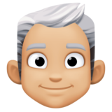 男士：中浅肤色，白发emoji素材一 160x160像素