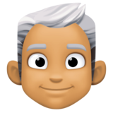 男士：中等肤色，白发emoji素材一 160x160像素