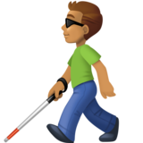 拿拐杖的男人：中等肤色emoji素材一 160x160像素