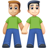 男士牵手：中浅肤色，浅肤色emoji素材一 160x160像素