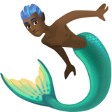 人鱼：深色肤色emoji素材一 160x160像素