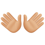 双手张开：中等浅肤色emoji素材一 160x160像素