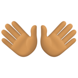 双手张开：中等肤色emoji素材一 160x160像素