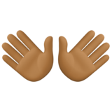 双手张开：中等深色肤色emoji素材一 160x160像素