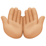 手掌向上：中等浅肤色emoji素材一 160x160像素