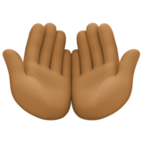 掌心向上：中黑肤色emoji素材一 160x160像素