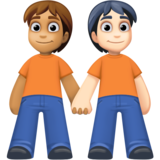手牵手:中等肤色,浅肤色emoji素材一 160x160像素