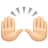 举手：浅肤色emoji素材一 160x160像素