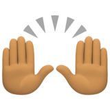 举手：中等肤色emoji素材一 160x160像素