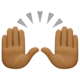 举手：中黑肤色emoji素材一 160x160像素