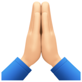 双手合十、祈祷的手：浅肤色emoji素材一 160x160像素