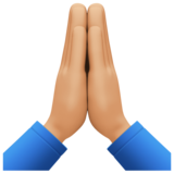 双手合十、祈祷的手:中等浅肤色emoji素材一 160x160像素