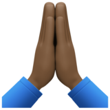 双手合十、祈祷的手：深色肤色emoji素材一 160x160像素