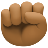 举起的拳头：中黑肤色emoji素材一 160x160像素
