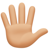 手指张开的手：中等浅肤色emoji素材一 160x160像素