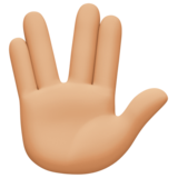 手指分开的手礼：中等浅肤色emoji素材一 160x160像素