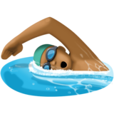 游泳者：中黑肤色emoji素材一 160x160像素