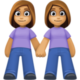 女性牵手：中等肤色emoji素材一 160x160像素
