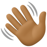 挥手：中黑肤色emoji素材一 160x160像素