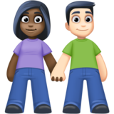 男女牵手:深色肤色,浅色肤色emoji素材一 160x160像素