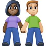 男女牵手：深色肤色，中浅肤色emoji素材一 160x160像素