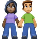 男女牵手：深色肤色，中等肤色emoji素材一 160x160像素