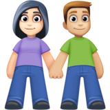 男女牵手：浅肤色，中浅肤色emoji素材一 160x160像素