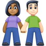 男女牵手：中暗肤色，浅肤色emoji素材一 160x160像素