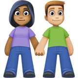 男女牵手：中暗肤色，中浅肤色emoji素材一 160x160像素