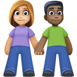 男女牵手：中浅肤色，深色肤色emoji素材一 160x160像素