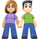 男女牵手：中浅肤色，浅肤色emoji素材一 160x160像素