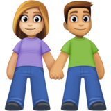男女牵手：中浅肤色，中浅肤色emoji素材一 160x160像素