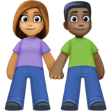男女牵手：中等肤色，深色肤色emoji素材一 160x160像素