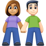 男女牵手：中肤色，浅肤色emoji素材一 160x160像素