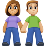 男女牵手：中等肤色，中等肤色emoji素材一 160x160像素