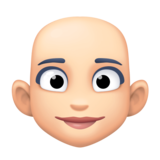 女性：肤色浅，秃顶emoji素材一 160x160像素