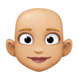 女性：中浅肤色，秃顶emoji素材一 160x160像素