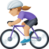 女子自行车运动：中浅肤色emoji素材一 160x160像素
