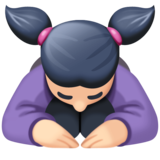 女性鞠躬：浅肤色emoji素材一 160x160像素