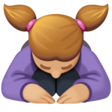 女性鞠躬：中等浅肤色emoji素材一 160x160像素