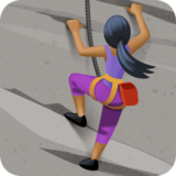 女子攀岩：中黑肤色emoji素材一 160x160像素
