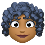 女性：中深色肤色，卷发emoji素材一 160x160像素